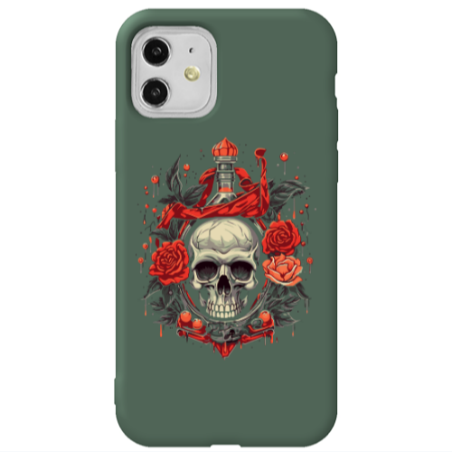 Apple iPhone 11  Flower head Dark Green Colored Silicone TPU Θήκη