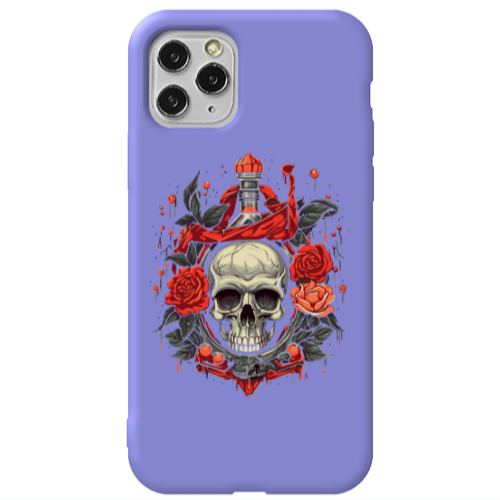Apple iPhone 11 Pro Flower head Purple Colored Silicone TPU Θήκη