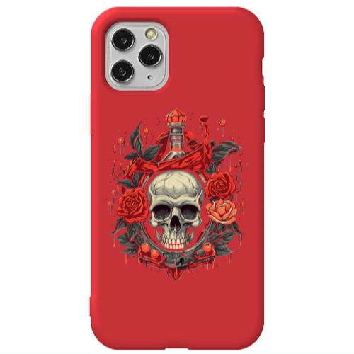 Apple iPhone 11 Pro Flower head Red Colored Silicone TPU Θήκη