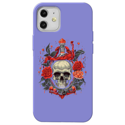 Apple iPhone 12 Flower head Purple Colored Silicone TPU Θήκη