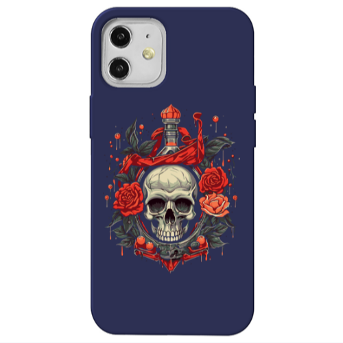 Apple iPhone 12 Flower head Dark blue Colored Silicone TPU Θήκη
