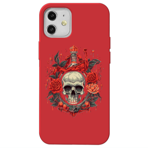Apple iPhone 12 Flower head Red Colored Silicone TPU Θήκη