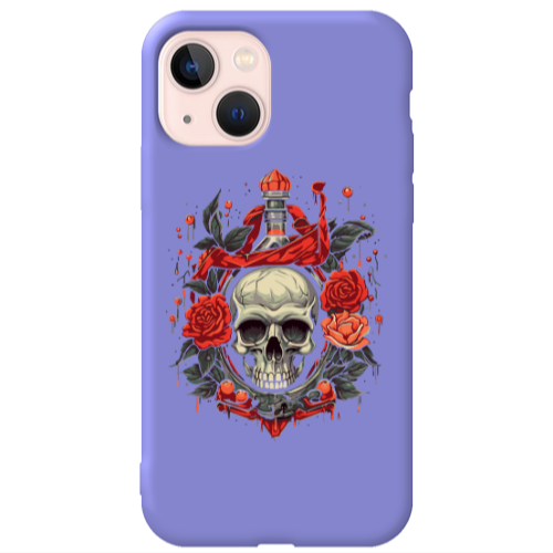 Apple iPhone 13 Flower head Purple Colored Silicone TPU Θήκη