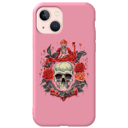 Apple iPhone 13 Flower head Pink Colored Silicone TPU Θήκη