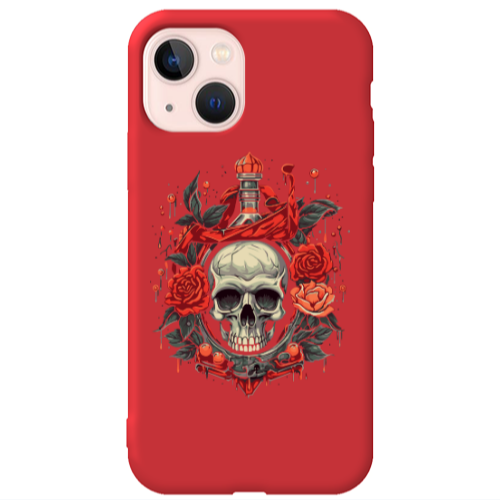 Apple iPhone 13 Flower head Red Colored Silicone TPU Θήκη