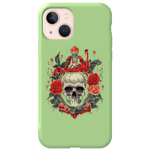 Apple iPhone 13 Flower head Light Green Colored Silicone TPU Θήκη