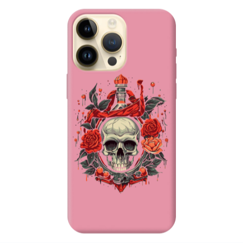 Apple iPhone 13 Pro Max Flower head Pink Colored Silicone TPU Θήκη