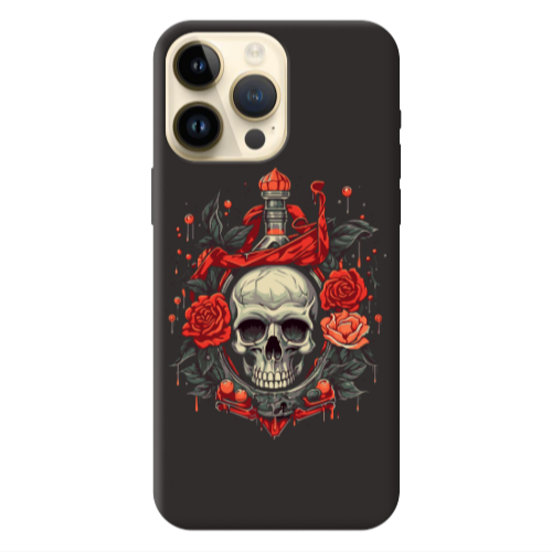 Apple iPhone 13 Pro Max Flower head Black Colored Silicone TPU Θήκη