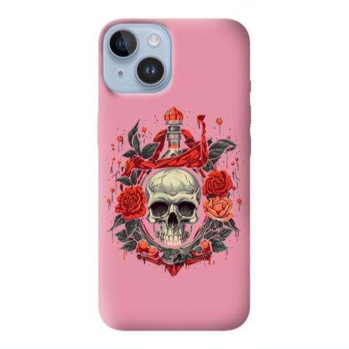 Apple iPhone 14  Flower head Pink Colored Silicone TPU Θήκη