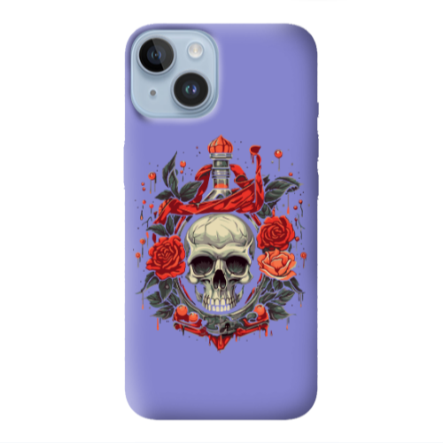 Apple iPhone 14 Plus Flower head Purple Colored Silicone TPU Θήκη