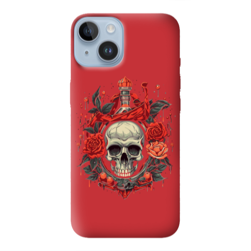 Apple iPhone 14 Plus Flower head Red Colored Silicone TPU Θήκη