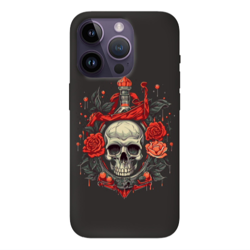 Apple iPhone 14 Pro  Flower head Black Colored Silicone TPU Θήκη