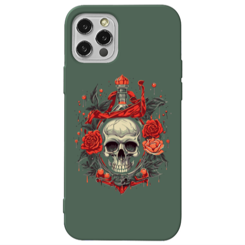 Apple iPhone 13 Pro Flower head Dark Green Colored Silicone TPU Θήκη