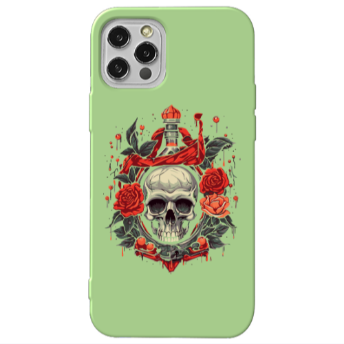 Apple iPhone 12 Pro Flower head Light Green Colored Silicone TPU Θήκη