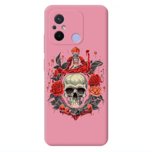 Xiaomi Redmi 12C Flower head Pink Colored Silicone TPU Θήκη
