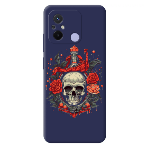 Xiaomi Redmi 12C Flower head Dark blue Colored Silicone TPU Θήκη