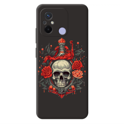 Xiaomi Redmi 12C Flower head Black Colored Silicone TPU Θήκη