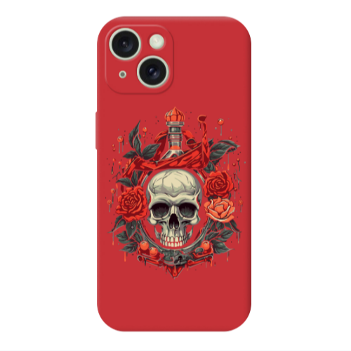 Apple iPhone 15 Flower head Red Colored Silicone TPU Θήκη
