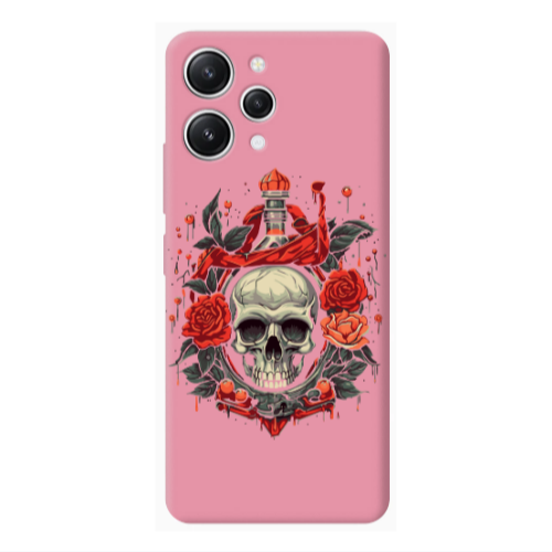 Xiaomi Redmi 12 Flower head Pink Colored Silicone TPU Θήκη