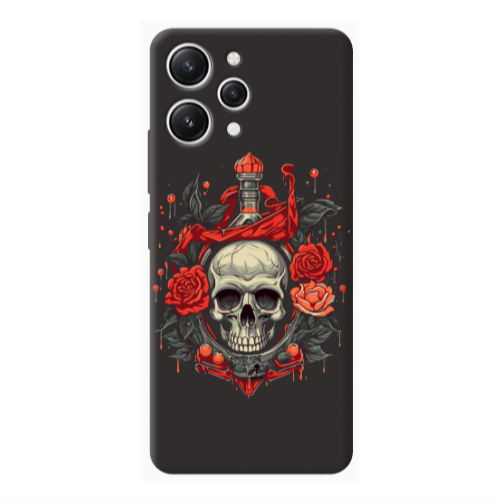 Xiaomi Redmi 12 Flower head Black Colored Silicone TPU Θήκη