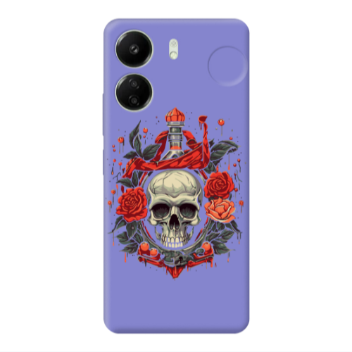Xiaomi Redmi 13C Flower head Purple Colored Silicone TPU Θήκη