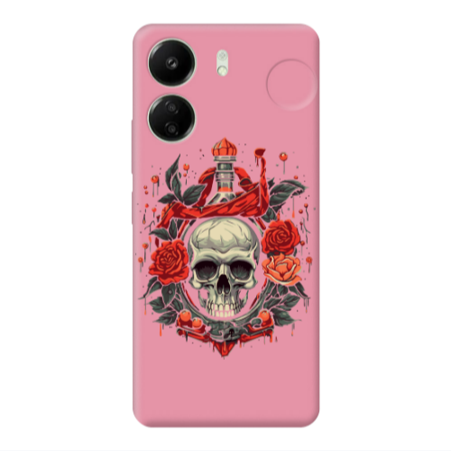 Xiaomi Redmi 13C Flower head Pink Colored Silicone TPU Θήκη