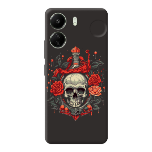 Xiaomi Redmi 13C Flower head Black Colored Silicone TPU Θήκη