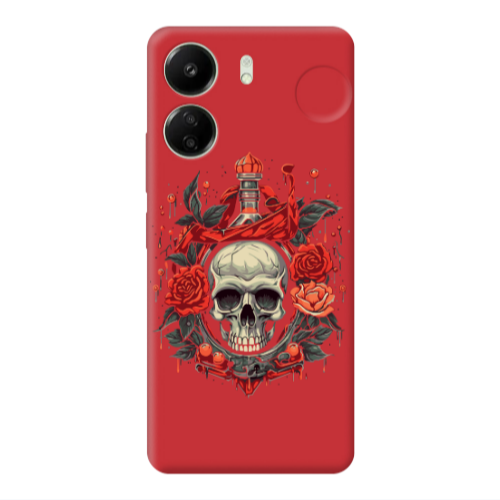 Xiaomi Redmi 13C Flower head Red Colored Silicone TPU Θήκη