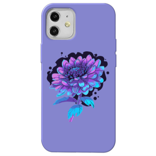 Apple iPhone 12 Witch flower Purple Colored Silicone TPU Θήκη