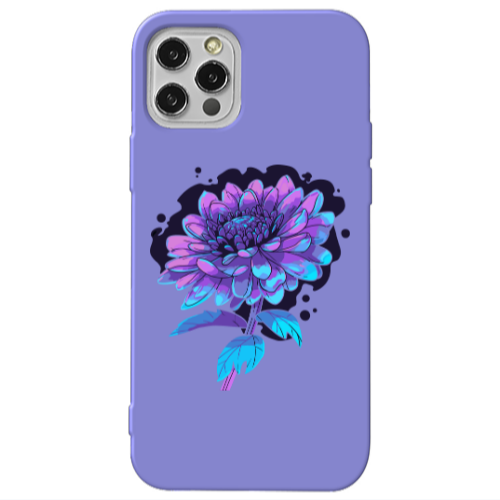 Apple iPhone 12 Pro Witch flower Purple Colored Silicone TPU Θήκη