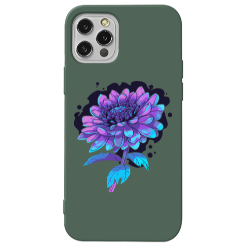 Apple iPhone 12 Pro Witch flower Dark Green Colored Silicone TPU Θήκη