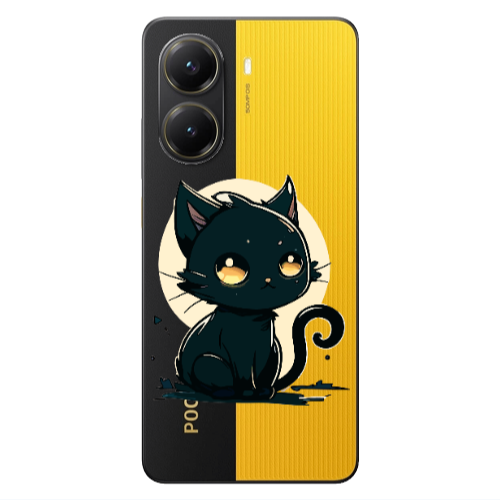 Xiaomi Poco X7 Pro Black Cat Transparent Silicone TPU Θήκη