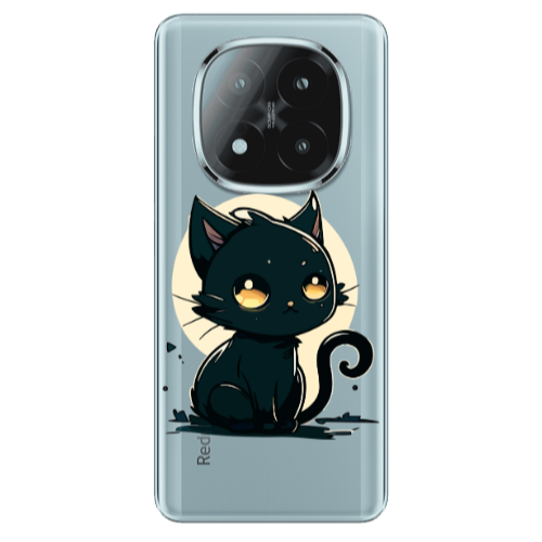 Xiaomi Redmi Note 14 Pro + 5g Black Cat Transparent Silicone TPU Θήκη