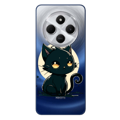 Xiaomi Redmi 14c Black Cat Transparent Silicone TPU Θήκη