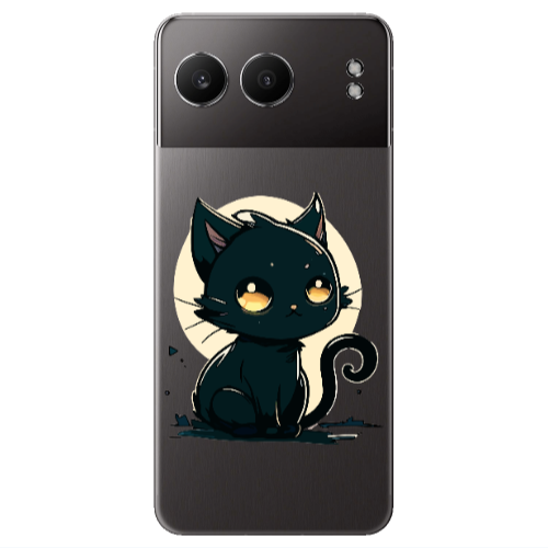 Oneplus Nord 4 Black Cat Transparent Silicone TPU Θήκη