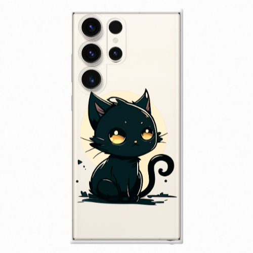 Samsung S25 Ultra Black Cat Transparent Silicone TPU Θήκη