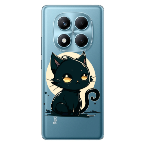 Xiaomi Redmi Note 14 Pro Black Cat Transparent Silicone TPU Θήκη