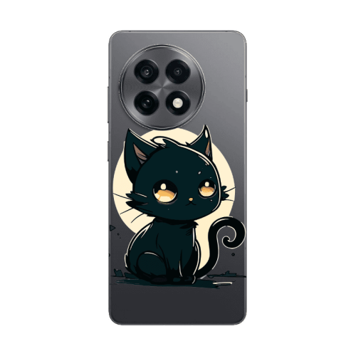 Oneplus 13 5G Black Cat Transparent Silicone TPU Θήκη