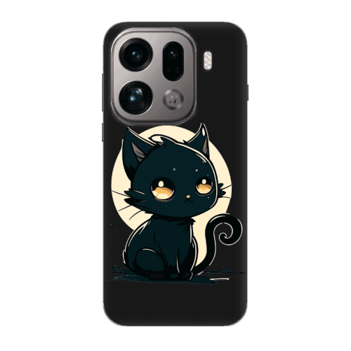 Oppo Find X9 Pro Black Cat Black Colored Silicone TPU Θήκη