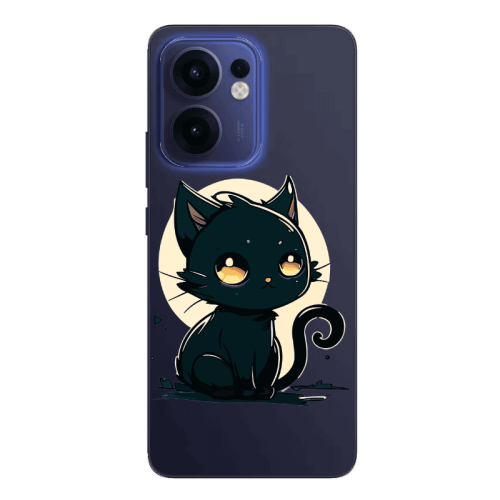 Oppo Reno 13 F Black Cat Transparent Silicone TPU Θήκη
