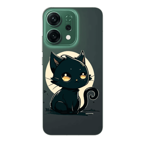 Oppo RENO 14 Black Cat Transparent Silicone TPU Θήκη