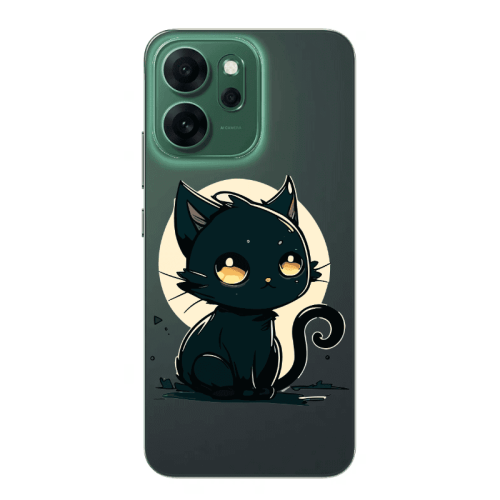 Oppo 14 F Black Cat Transparent Silicone TPU Θήκη