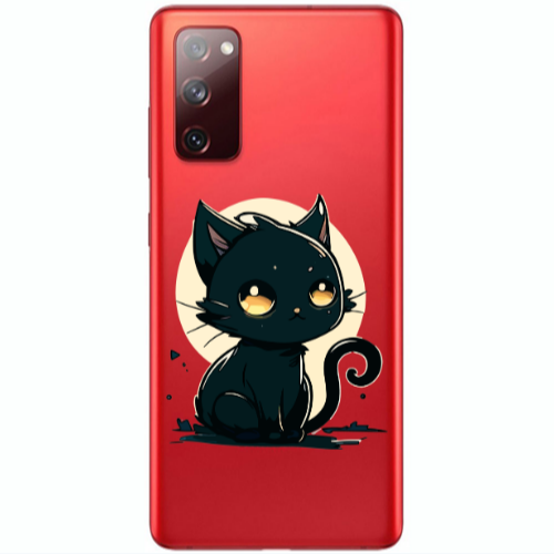 Samsung S20 FE Black Cat Transparent Silicone TPU Θήκη