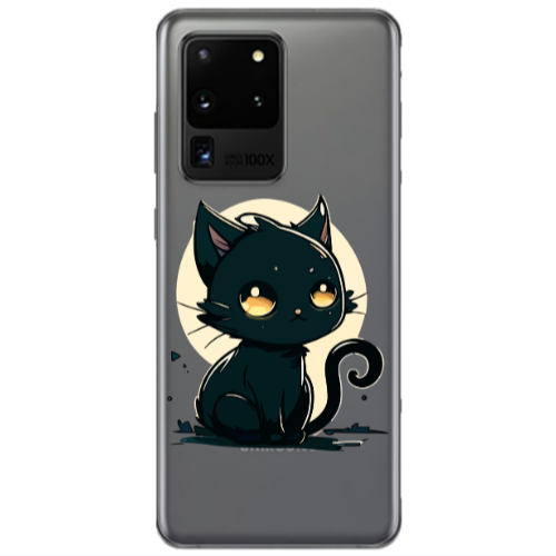 Samsung S20 Ultra Black Cat Transparent Silicone TPU Θήκη