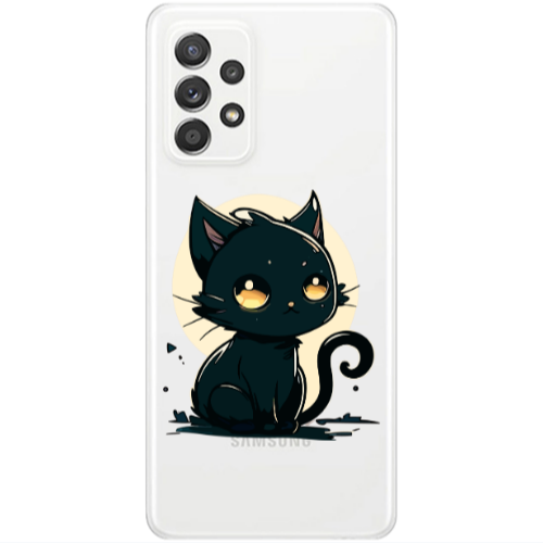 Samsung A53 Black Cat Transparent Silicone TPU Θήκη