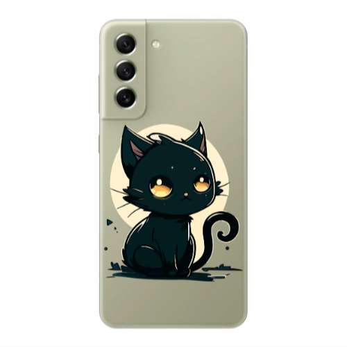 Samsung S22 Plus Black Cat Transparent Silicone TPU Θήκη