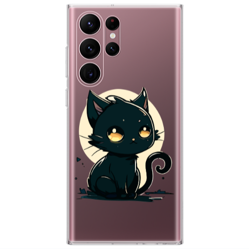 Samsung S22 Ultra Black Cat Transparent Silicone TPU Θήκη