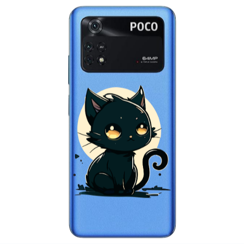 Xiaomi Poco M4 Pro 4G Black Cat Transparent Silicone TPU Θήκη