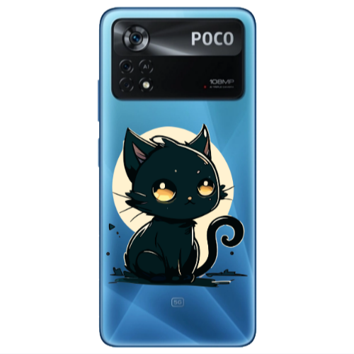 Xiaomi Poco X4 Pro Black Cat Transparent Silicone TPU Θήκη