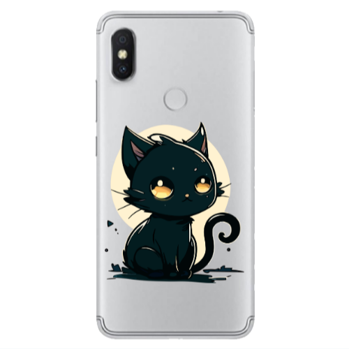 Xiaomi Redmi S2 Black Cat Transparent Silicone TPU Θήκη